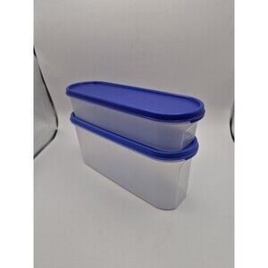 Tupperware Modular Mates Super Oval #1 and #2, Dark Blue Lids, Set of Two (2)